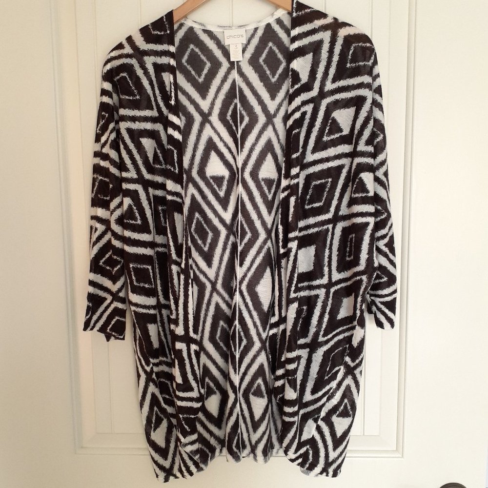 Chico's Modern Diamond Mona Cardigan in Cocoa Bean Size 3/Size XL/Size 16